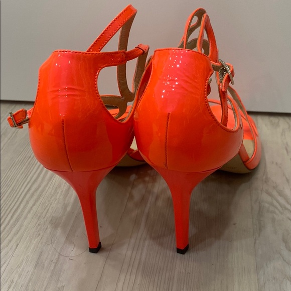 Jimmy Choo Women's Orange Strappy Heels - Picture 2 of 5